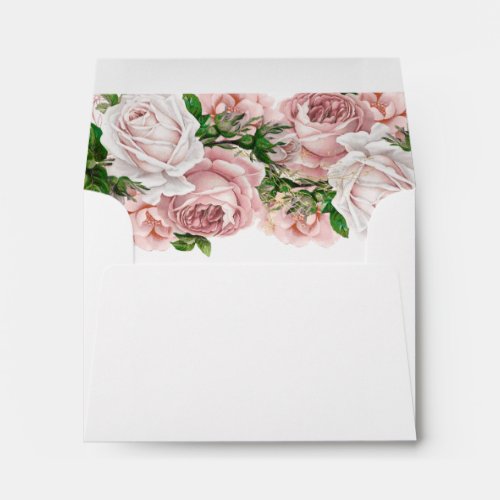 Dusty Rose Blush Pink Vintage Floral RSVP Return Envelope