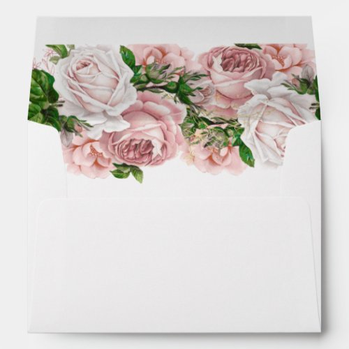 Dusty Rose Blush Pink Vintage Floral Wedding Envelope