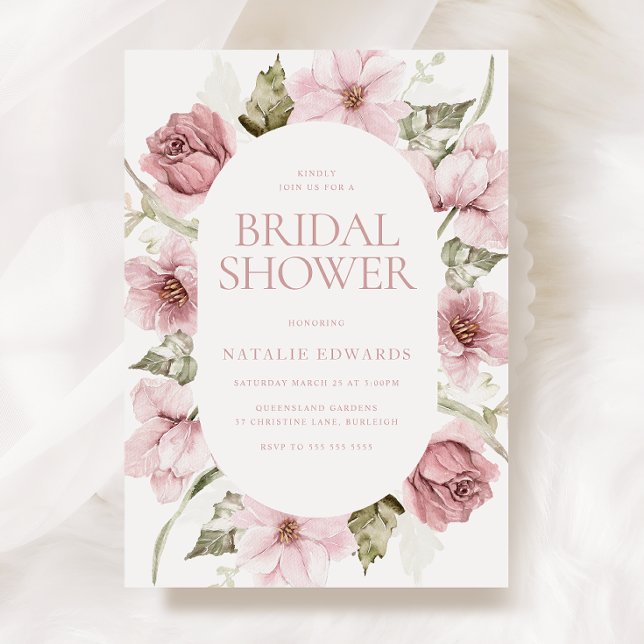 Dusty Rose, Blush & Sage Watercolor Bridal Shower Invitation (Creator Uploaded)