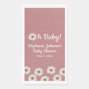 Dusty Rose Bohemian Daisies Oh Baby Baby Shower Paper Guest Towels