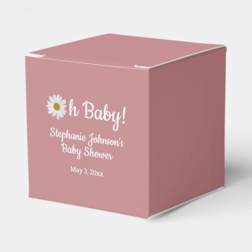 Dusty Rose Bohemian Daisy Oh Baby Baby Shower     Favor Boxes