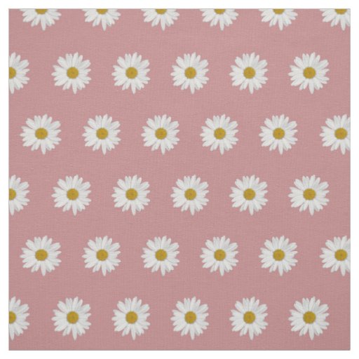 Dusty Rose Bohemian Daisy Pattern Fabric