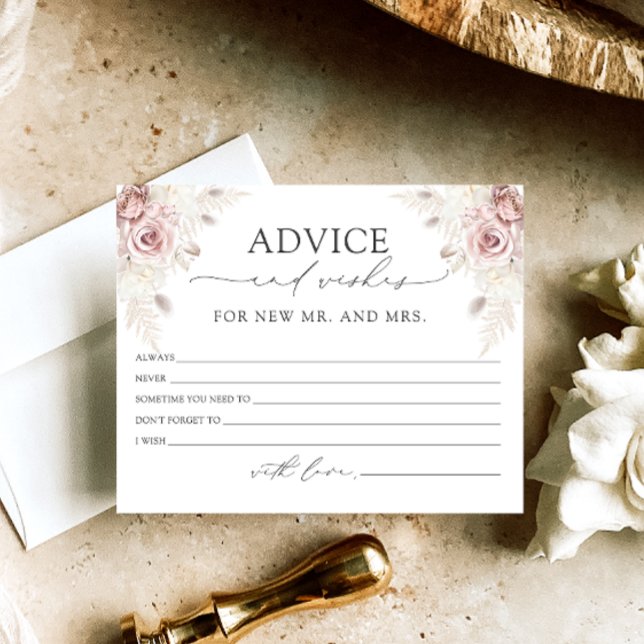 Dusty Rose Boho Advice and Wishes Cards (Creator Uploaded)