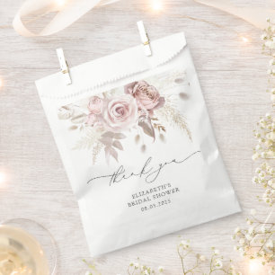 Dusty Rose Boho Blush Flowers Bridal Shower Favor Bag