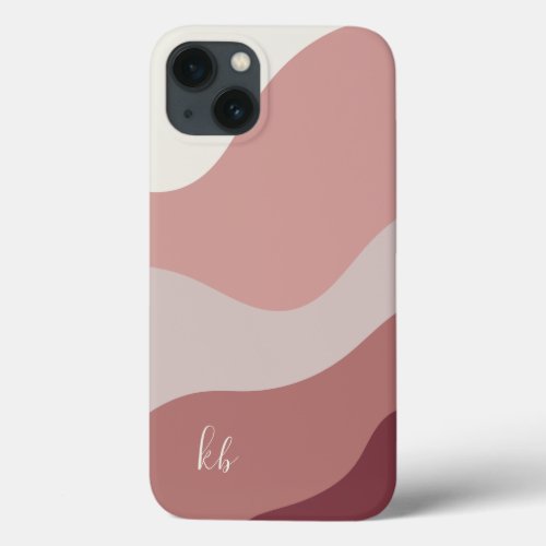 Dusty Rose Boho Color Flow Monogram iPhone 13 Case