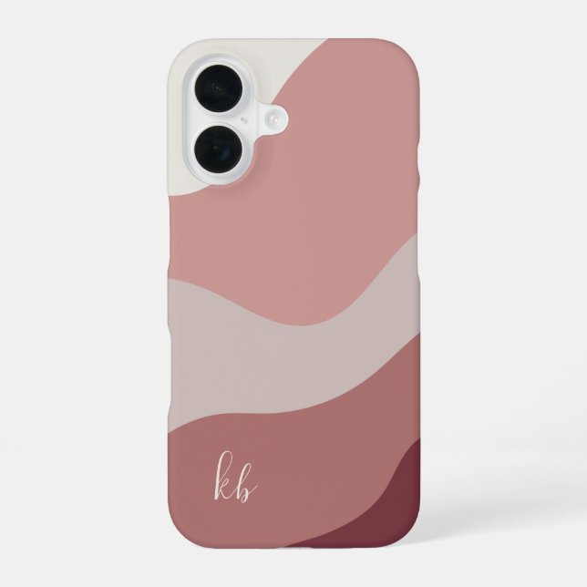 Dusty Rose Boho Color Flow Monogram Iphone Case (Back)