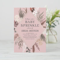 Dusty Rose Boho Floral Pampas Grass Baby Sprinkle  Invitation