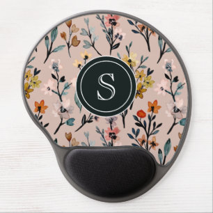 Dusty Rose Boho Floral Watercolor Custom Gel Mouse Pad