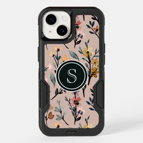 Dusty Rose Boho Floral Watercolor Custom OtterBox iPhone 14 Case