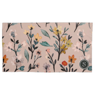Dusty Rose Boho Floral Watercolor Custom Pillow Case