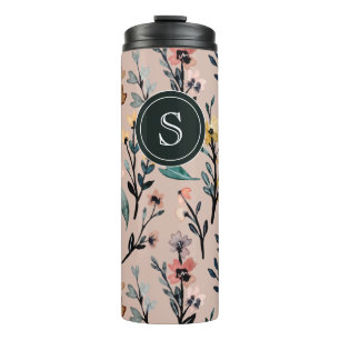 Dusty Rose Boho Floral Watercolor Custom Thermal Tumbler