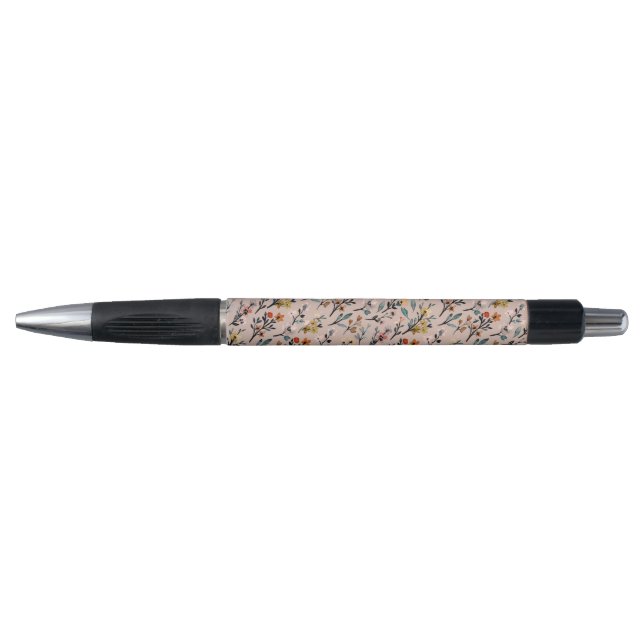 Dusty Rose Boho Floral Watercolor Pen (Front)