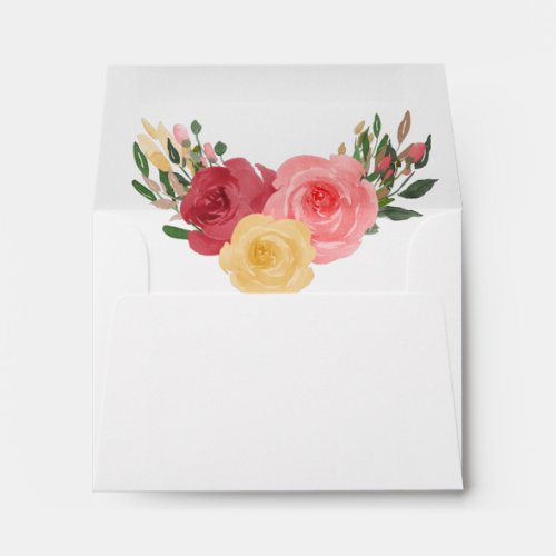 Dusty Rose Boho Floral Wedding RSVP Return Address Envelope