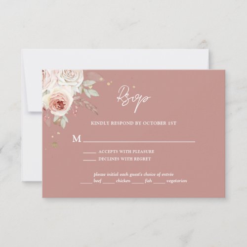 Dusty Rose Boho Rustic Wedding RSVP Card