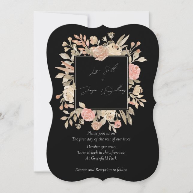 Dusty Rose Boho Wedding Invitations (Front)