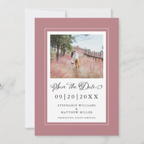 Dusty Rose Borders Photo Save The Date Wedding