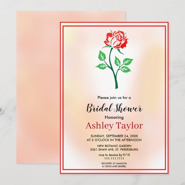Dusty rose botanical boho floral Bridal Shower Invitation (Front/Back)