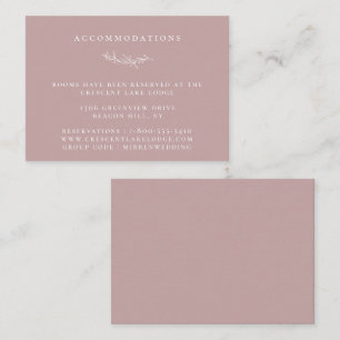 Dusty Rose Botanical Branch Wedding Accommodations Enclosure Card