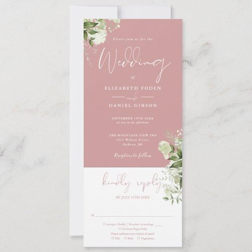 Dusty Rose Botanical Floral All in One Invitation
