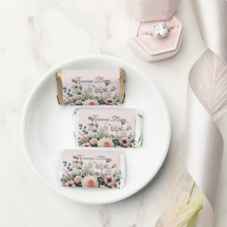 Dusty Rose Botanical Floral Wedding Chocolate Hershey's Miniatures
