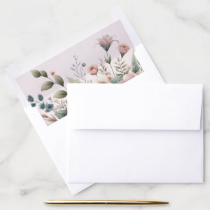 Dusty Rose Botanical Floral Wedding Envelope Liner