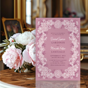 Dusty Rose Botanical Floral Wedding Invitation