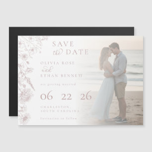 Dusty Rose Botanical Photo Wedding Save the Date