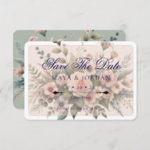 Dusty Rose Botanical Save The Date Elegant Floral