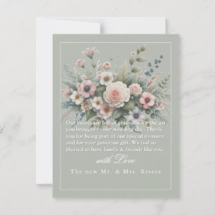 Dusty Rose Botanical Wedding Thank You Card