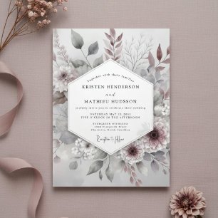 Dusty Rose Botanical Whimsical Wedding Invitation