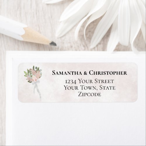 Dusty Rose Bouquet Wedding Return Address Label