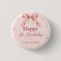 Dusty Rose Bow First Birthday Design