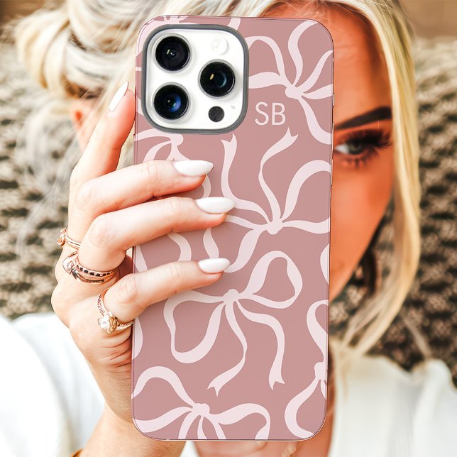 Dusty Rose Bow Monogram Case-Mate iPhone Case (Creator Uploaded)