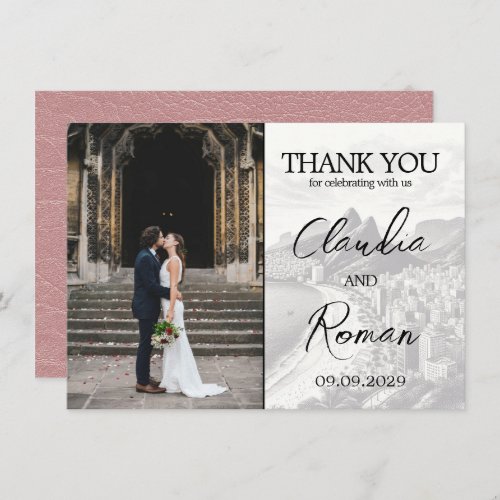 Dusty Rose Brazil Passport Thank You Card