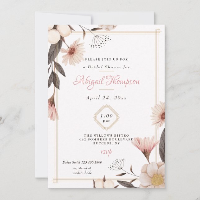 Dusty Rose Bridal Shower Invitation (Front)