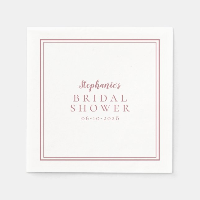 Dusty Rose Bridal Shower Wedding Simple Modern Napkins (Front)