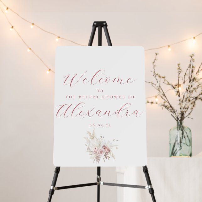 Dusty Rose Bridal Shower Welcome Sign (In Situ (Stand))
