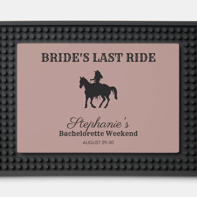 Dusty Rose Bride's Last Ride Bachelorette Weekend  Bar Mat (Front (Close Up))