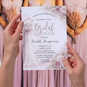 Dusty Rose Bridesmaid Dress Bridal Shower Invitation