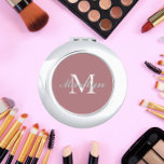 Dusty Rose Bridesmaid Initial and Name Compact Mirror<br><div class="desc">A personalized compact mirror for your wedding bridesmaid or maid of honor that has her initial and name on a trendy,  dusty rose color background. Edit to replace initial and name. Select your compact mirror style.</div>