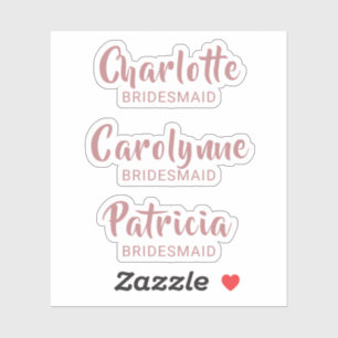 Dusty Rose Bridesmaid Name Custom-Cut Sticker