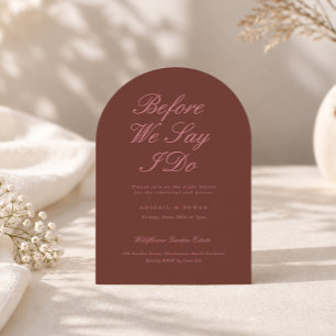Dusty Rose Brown Arched Rehearsal Dinner Invitation