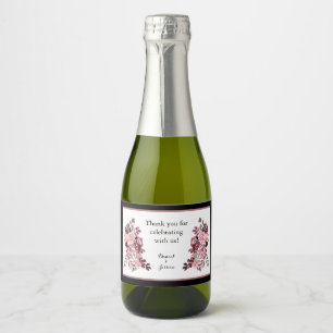 Dusty Rose Burgundy Favor Mini Sparkling Wine Labe Label