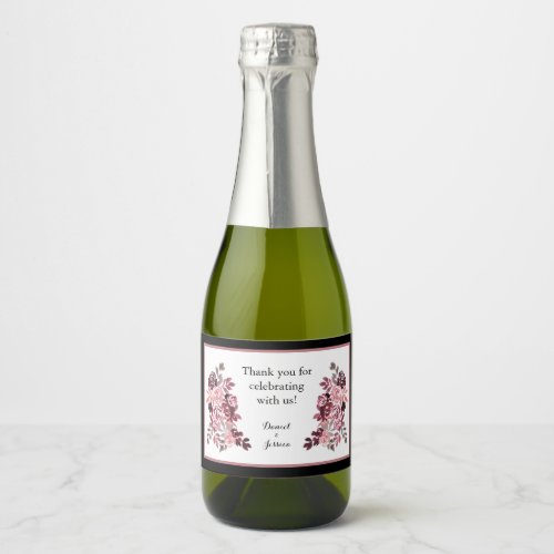 Dusty Rose Burgundy Favor Mini Sparkling Wine Labe Sparkling Wine Label