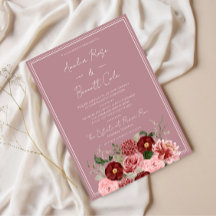 Dusty Rose Burgundy Floral Elegant Wedding Invite