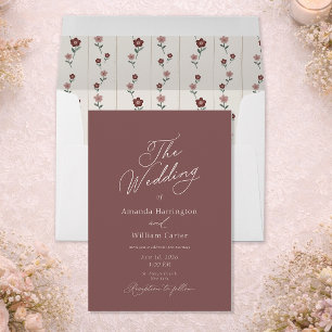 Dusty Rose Burgundy Floral Wedding Invitation