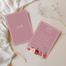 Dusty Rose Burgundy Floral Wedding RSVP Card