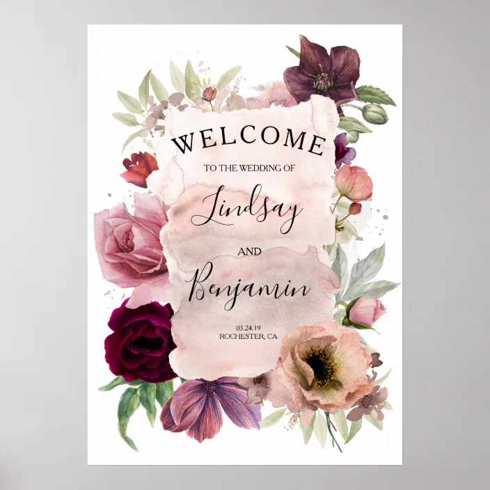 Poster Roses Signing Frame Personalised Wedding Sign 