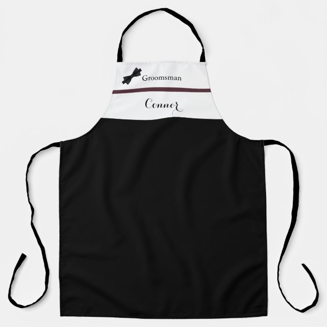 Dusty Rose Burgundy Groomsman Wedding Apron (Front)