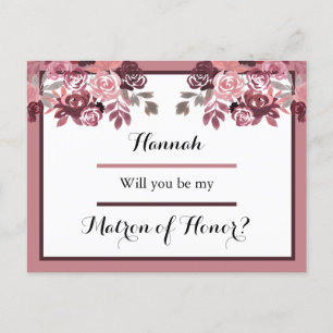 Dusty Rose Burgundy Matron of Honor Request Card